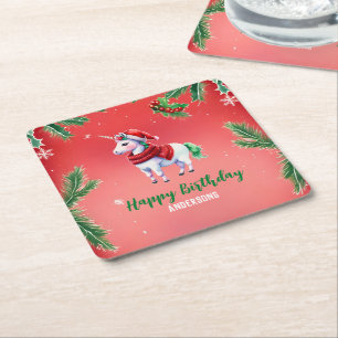 Niedliches Einhorn Weihnachten Weihnachten Geburts Rechteckiger Pappuntersetzer
