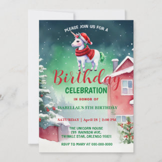 Niedliches Einhorn Weihnachten Weihnachten Geburts Save The Date