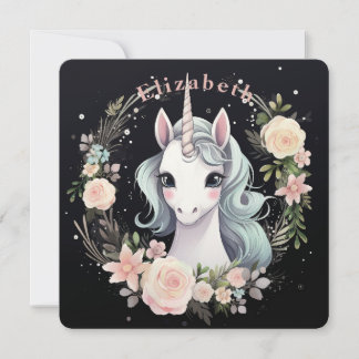 Niedliches Einhorn Weiß und Schwarz Botanisch