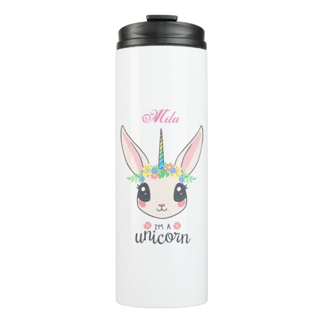 Niedliches Einhornkaninchen Thermosbecher (Vorderseite)