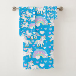 Niedliches Einhornmuster Badhandtuch Set