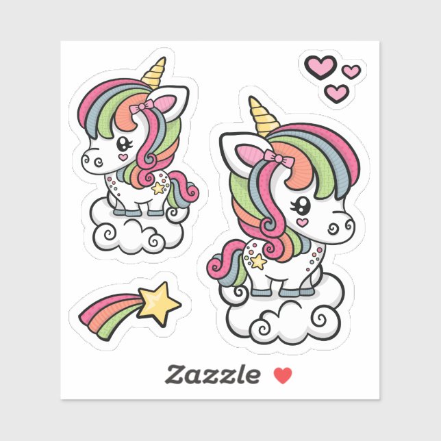 Niedliches Einicorn Vinyl Aufkleber (Blatt)