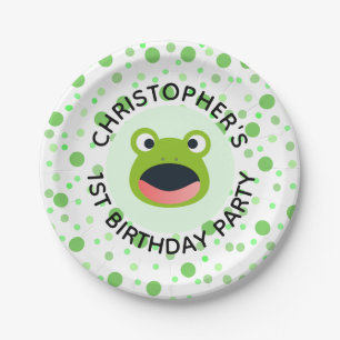 Niedliches einjähriges Frosch-Party für Kinder Pappteller