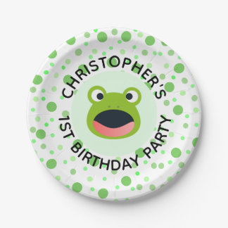 Niedliches einjähriges Frosch-Party für Kinder Pappteller