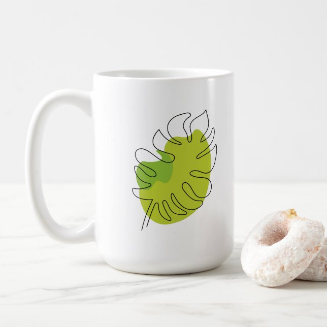 Niedliches einzeiliges, tropisches abgeschiedenes  kaffeetasse (Mit Donut)
