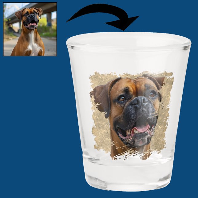 Niedliches, einzigartiges Gold Black Boxer Dog Vat Schnapsglas (Von Creator hochgeladen)