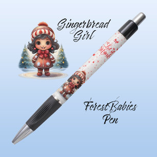 Niedliches, einzigartiges Lebkuchenmädchen, Schnee Kugelschreiber