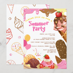 Niedliches Eis im Sommer Party Einladung