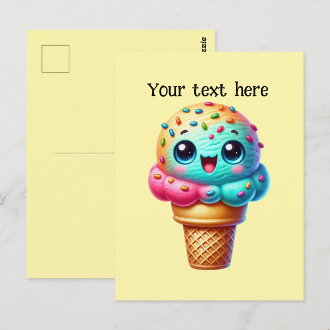 Niedliches Eis Postkarte (Vorne/Hinten)