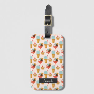 Niedliches Eiscreme-Gekritzel-Muster   addieren Gepäckanhänger