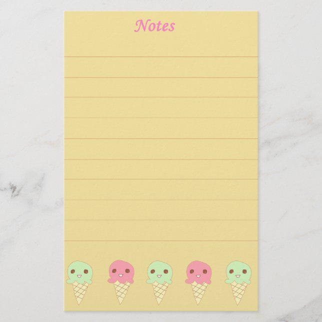 Niedliches Eiscreme Orange Briefpapier (Vorderseite)