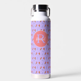 Niedliches Eiscrememuster Lila mit Monogrammname Trinkflasche
