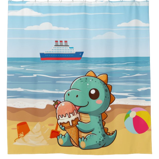 Niedliches Eisessen am Strand Duschvorhang (Vorderseite)