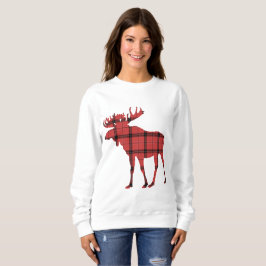Niedliches Elchrot und Kariertes Buffalo-Muster Sweatshirt