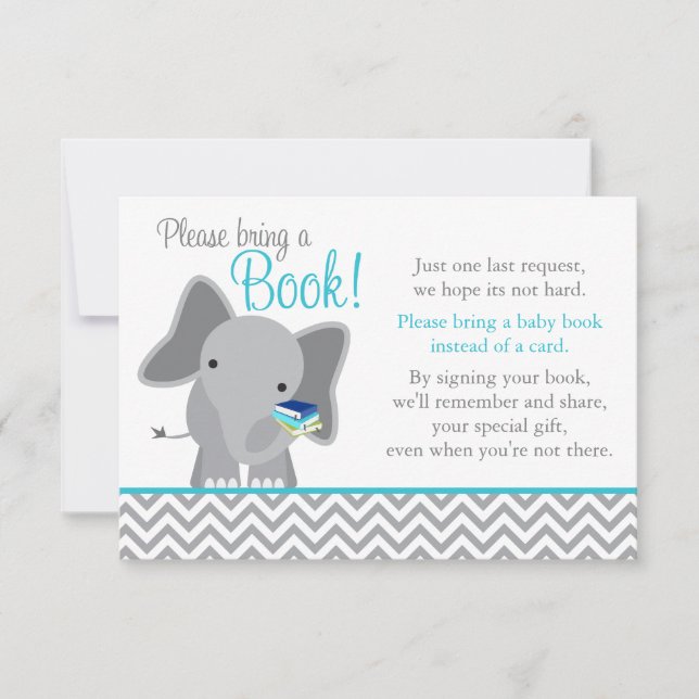 Niedliches Elefant Zickzack Aquamarine Babydusche Einladung (Vorderseite)