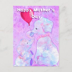 Niedliches Elefantenbaby mit Mama Muttertagskarte Postkarte