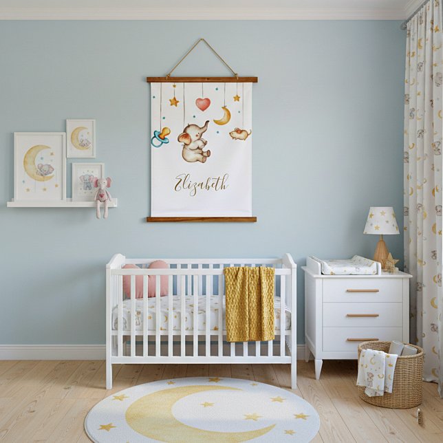 Niedliches Elefantenbaby Wandteppich Mit Holzrahmen (Von Creator hochgeladen)
