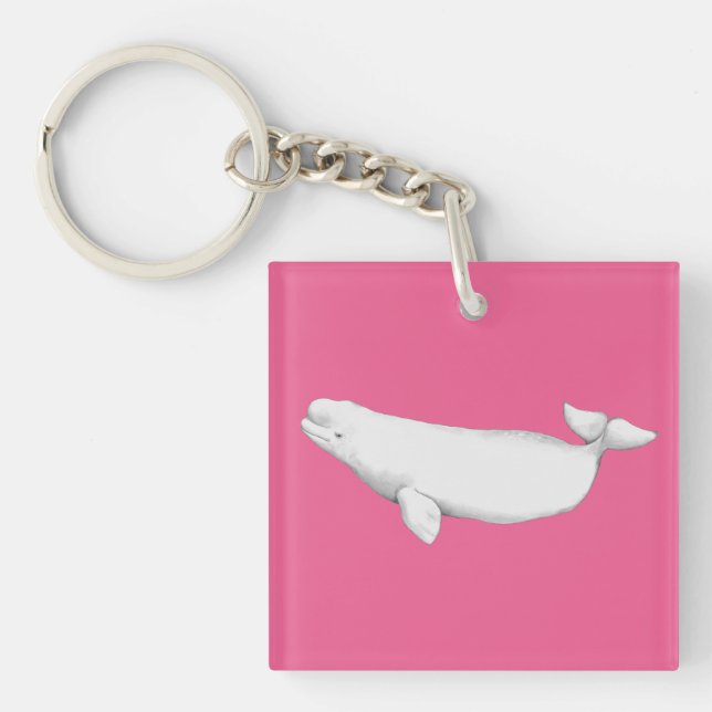 Niedliches Elegant Beluga Whale Buch Illustration  Schlüsselanhänger (Vorderseite)