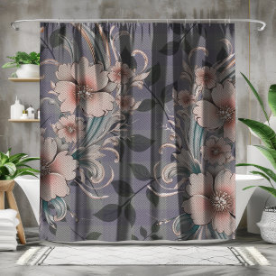 Niedliches Elegant Floral Gingham Muster Duschvorhang