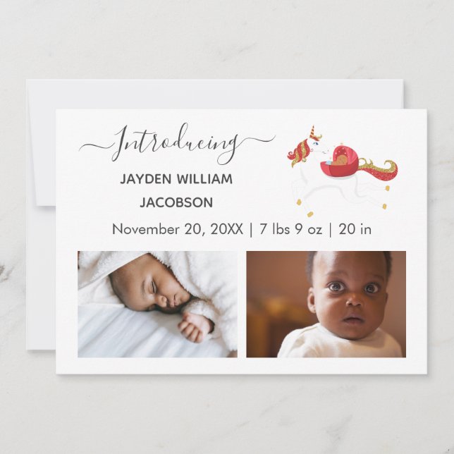 Niedliches Elegantes Baby Foto Geburtshinweis Einh Ankündigung (Vorderseite)