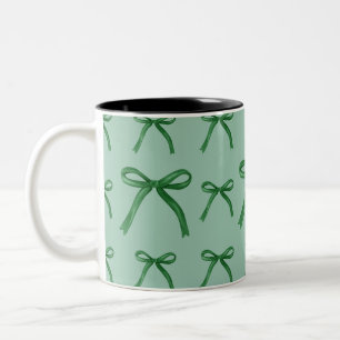 Niedliches, elegantes, grünes Bogen Zweifarbige Tasse