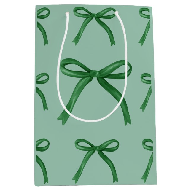 Niedliches, elegantes, grünes Bugmuster Mittlere Geschenktüte (Vorderseite)