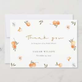 Niedliches elegantes Soft Orange Floral Boho Braut Dankeskarte