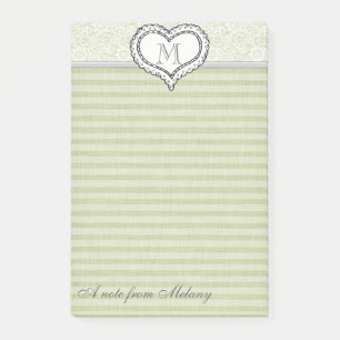 Niedliches elegantes Spitzenherz-Monogramm Post-it Klebezettel