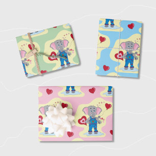 Niedliches Elephant Baby Dusche Umschlagpapier Geschenkpapier Set