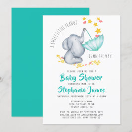 Niedliches Elephant Baby Duwer Gender Neutral Einladung