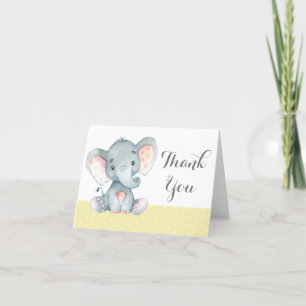 Niedliches Elephant Baby Gelb und Grau Dankeskarte