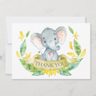 Niedliches Elephant Baby Gelb und Grau Dankeskarte