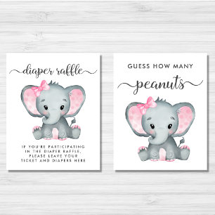 Niedliches Elephant Baby Girl Shower Games Poster  Bilderwand Sets