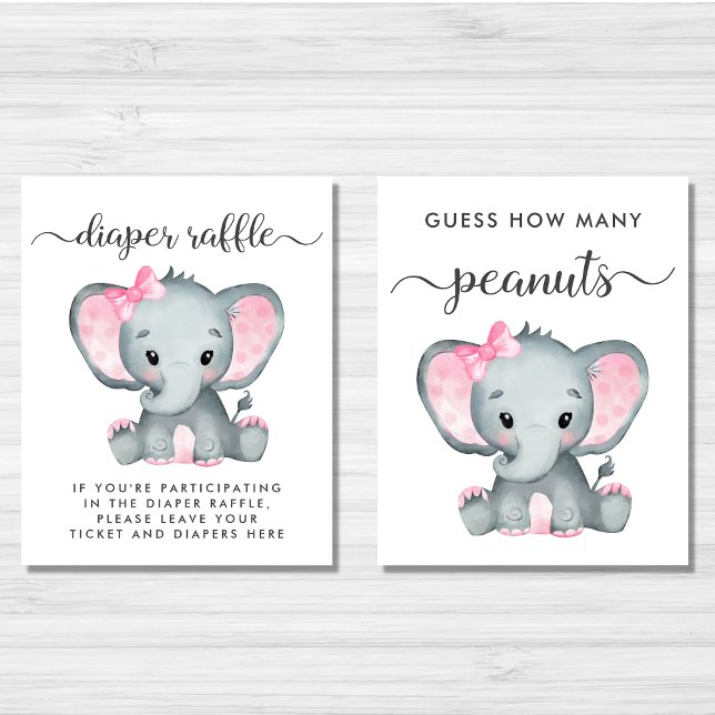 Niedliches Elephant Baby Girl Shower Games Poster  Bilderwand Sets (Von Creator hochgeladen)
