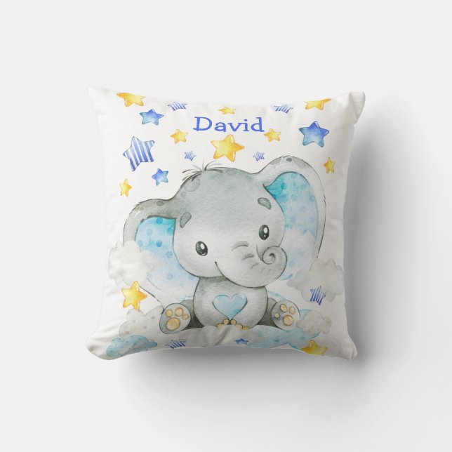 Niedliches Elephant Baby Name Kinderzimmer Kissen (Vorderseite)