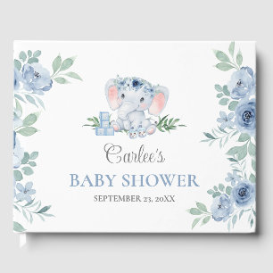 Niedliches Elephant Blue Boy Baby Shower Gästebuch