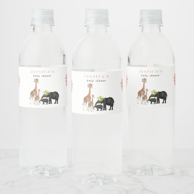 Niedliches Elephant & Giraffe Floral Baby Shower G (Flaschen)