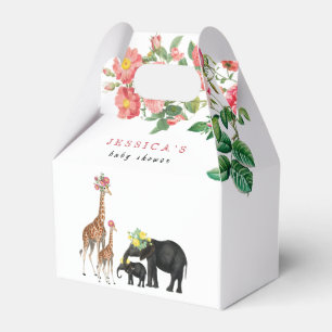 Niedliches Elephant & Giraffe Floral Baby Shower G Geschenkschachtel