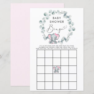 Niedliches Elephant Girl Baby Bingo Duschspiel