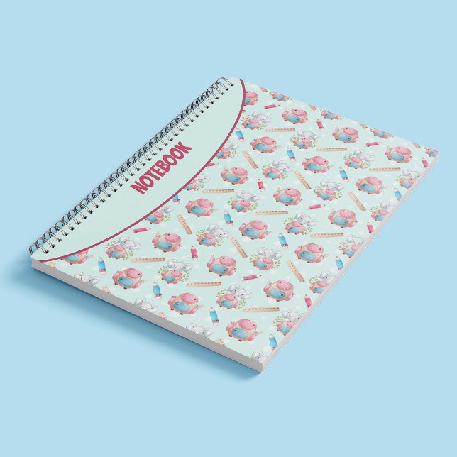 Niedliches Elephant Muster Spiral Notebook Notizbuch (Von Creator hochgeladen)