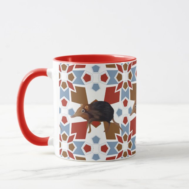 Niedliches Elephant Shrew Fun farbiges Muster Tasse (Links)