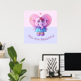 Niedliches Elephant-Sprichwort Sie sind schön Poster