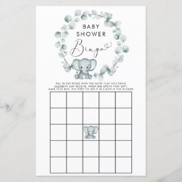 Niedliches Elephant Watercolor Baby Bingo Showspie
