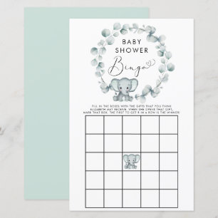 Niedliches Elephant Watercolor Baby Bingo Showspie