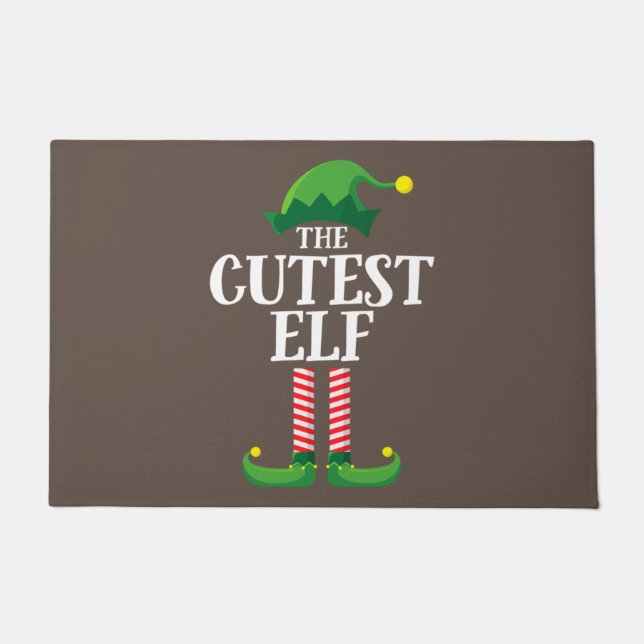 Niedliches Elf Matching Family Group Weihnachts-Pa Fußmatte (Vorderseite)