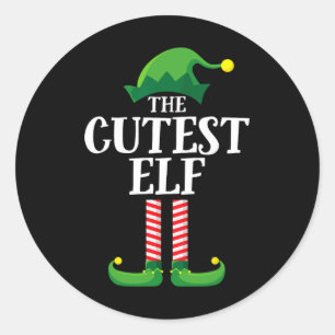 Niedliches Elf Matching Family Group Weihnachts-Pa Runder Aufkleber