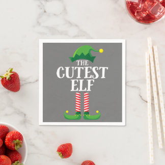 Niedliches Elf Matching Family Group Weihnachts-Pa Serviette