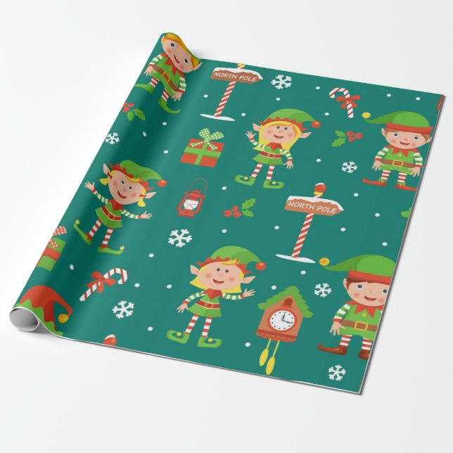 Niedliches Elf-Muster Geschenkpapier (Ungerollt)
