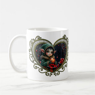 Niedliches Elfskind in grüner Hülle Kaffeetasse