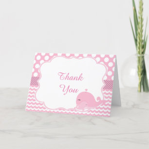 Niedliches Elternkind & Baby Whale Pink Girl Baby  Dankeskarte